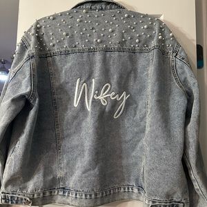 DB Studio Wifey Denim Jacket with Pearls - 3XL